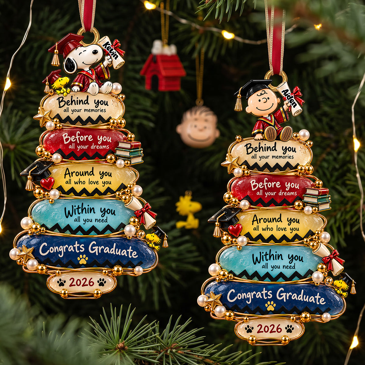 Cute Graduation Cartoon Character Christmas Ornament - Personalized Gifts For Graduates 03pata250926