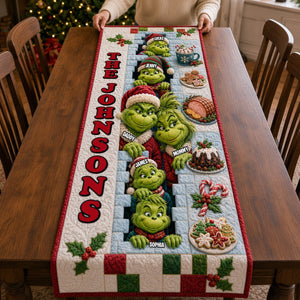 Playful Family Quilted Table Runner, Personalized Christmas Gifts For Family 02qhtn210826