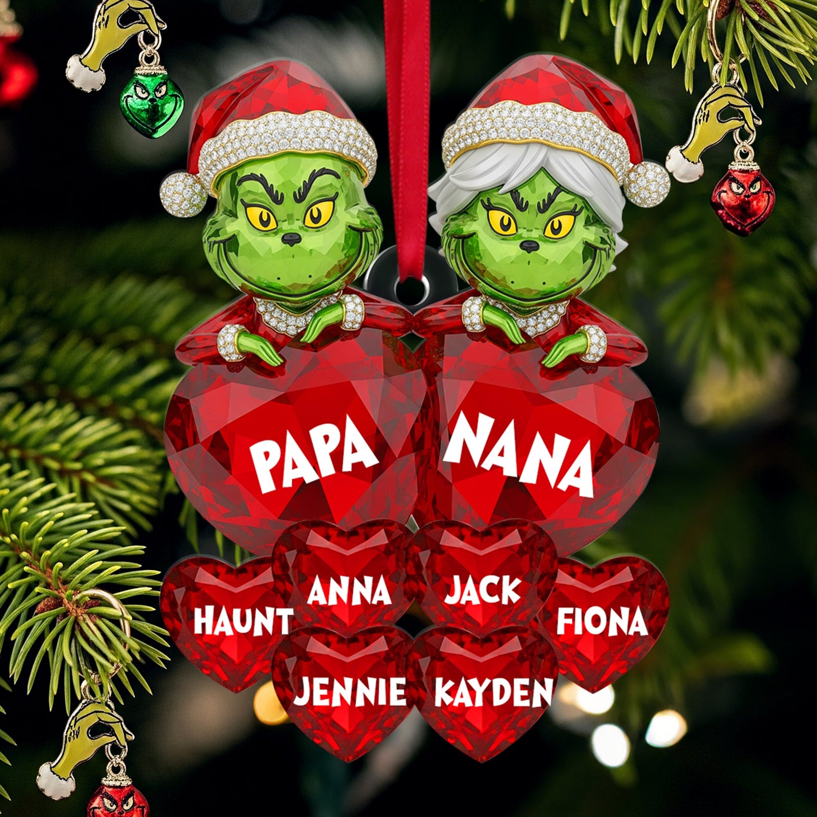 Grandparents Heart Ornament - Personalized Christmas Gifts 04NALU280825