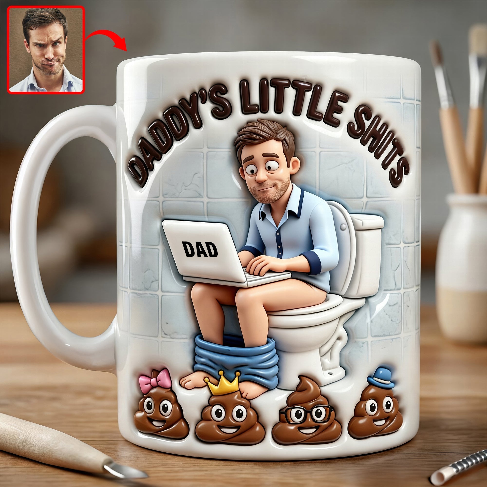 Funny Poop Dad Coffee Mug - Custom Photo Gifts For Dad Coffee Mug 04NAQN040326