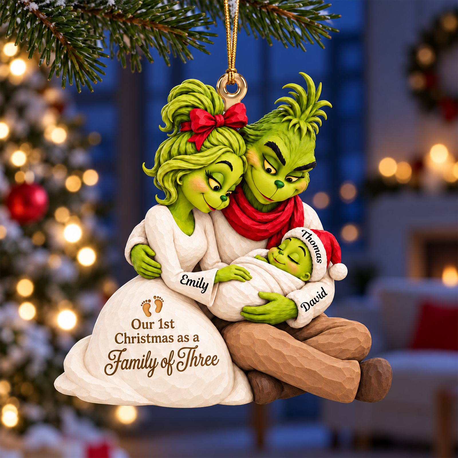 Family Of Three Acrylic Ornament - Personalized Christmas Gifts 05tyqn201026