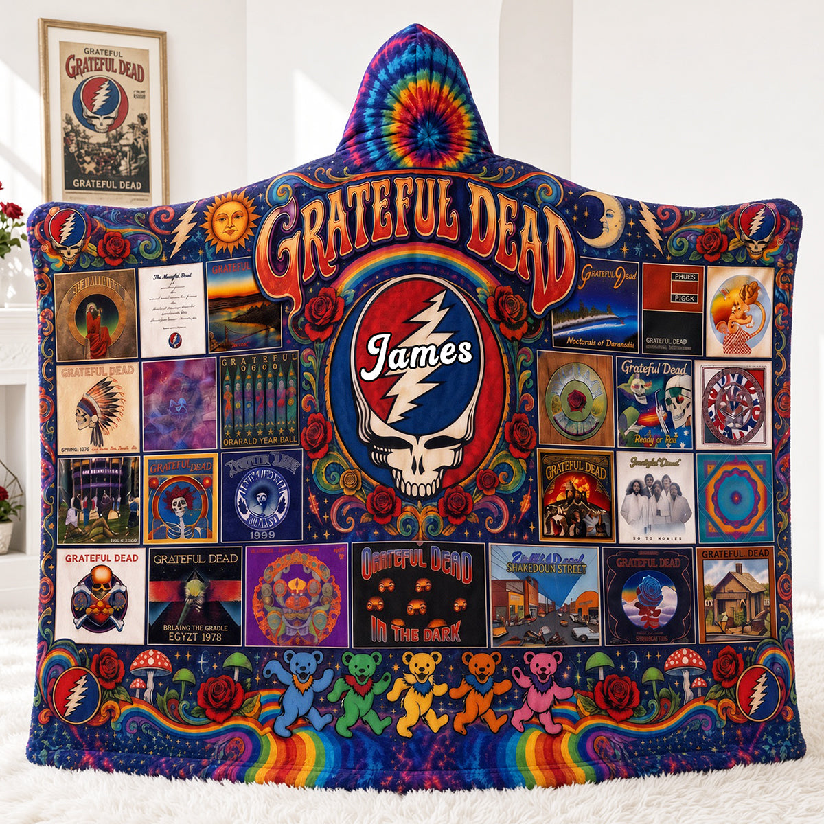 Grateful Dead Cozy Hoodie Blanket – Personalized Gifts for Music Lovers 03nata241026