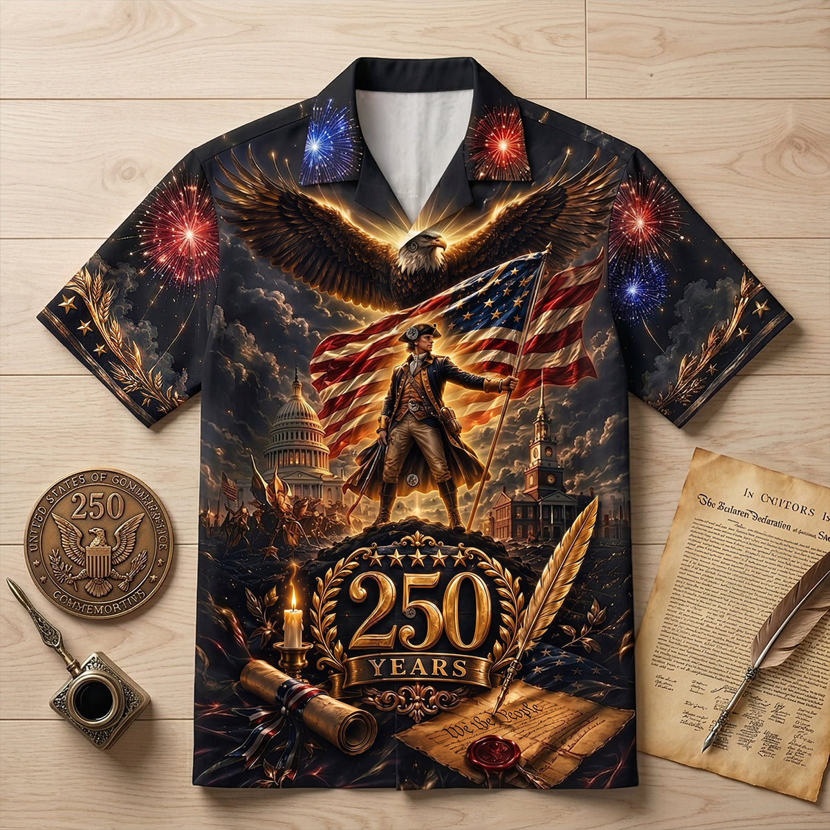 Proud American - Celebrated America 250th Anniversary Hawaiian Shirt - Personalized Gifts For Patriots 03todt090626 - Hawaiian Shirts - GoDuckee