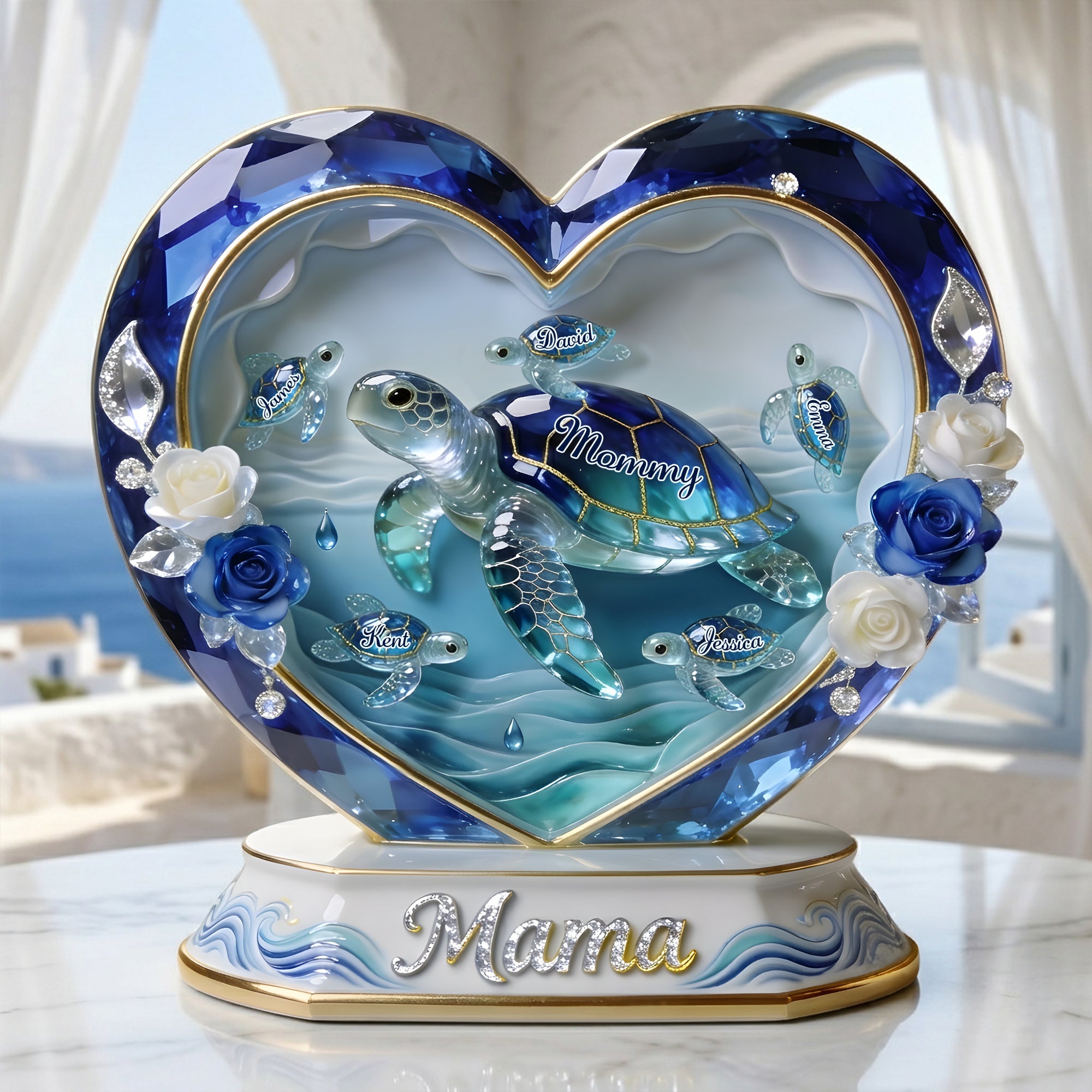 Sea Theme Turtle Mom And Kids Acrylic Plaque - Personalized Gifts For Mother's Day Plaque 04PGLU080426-Homacus