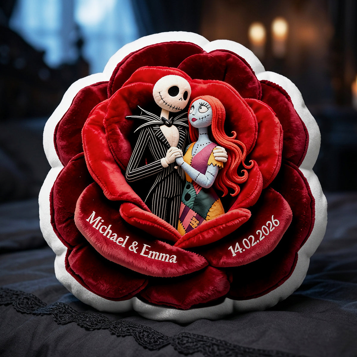 Dark Love In Bloom Pillow -  Personalized Gift For Couples 03TTTA201026