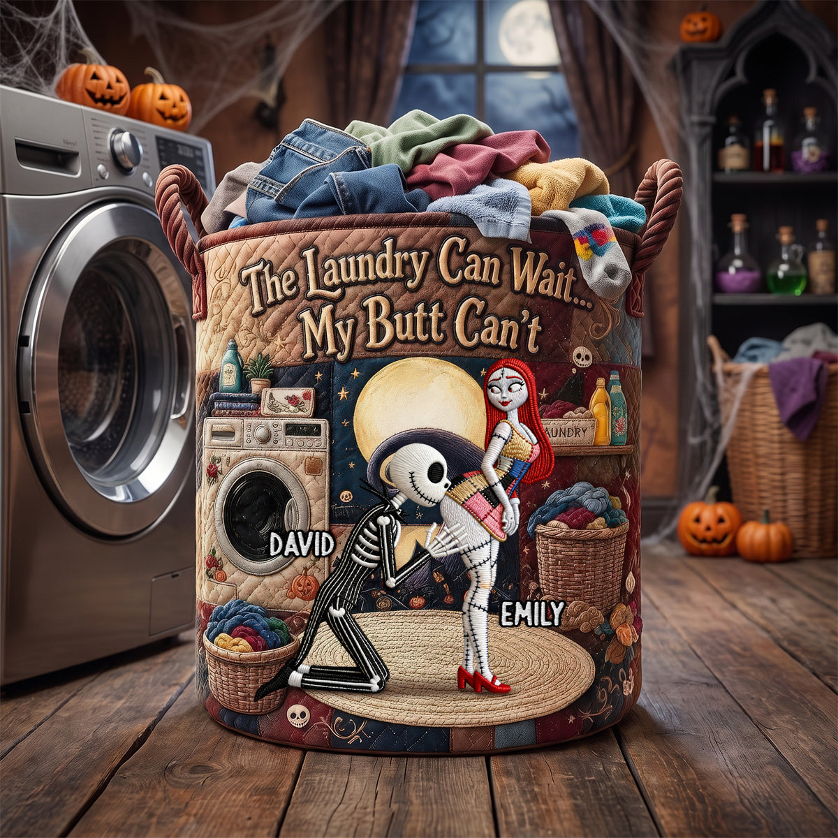 Funny Couple Quilted Laundry Basket - Personalized Gifts For Couple 05OHDH130726