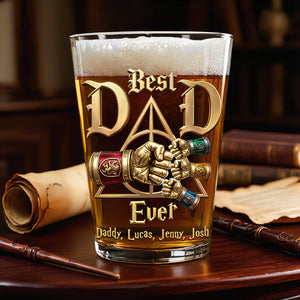 Cheerful Dad & Kids Fist Bump Drinking Glass - Personalized Gift For Dads 02HUDT230526