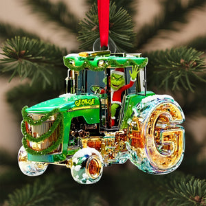 Green Tractor Initials Ornament - Personalized Christmas Gifts 01TGLU110925
