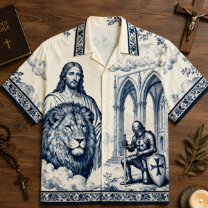 Faithful Knight Toile de Jouy Hawaiian Shirt - Personalized Gifts For Christian 02HULU170626-Homacus