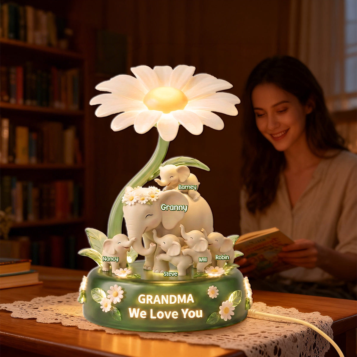Elephant Mom Acrylic Light Box - Personalized Gifts For Mother and Grandma 03namg260226