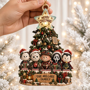 Cute Little Horror Family Acrylic Ornament - Personalized Christmas Gifts For Horror Lovers Family 03padt110926