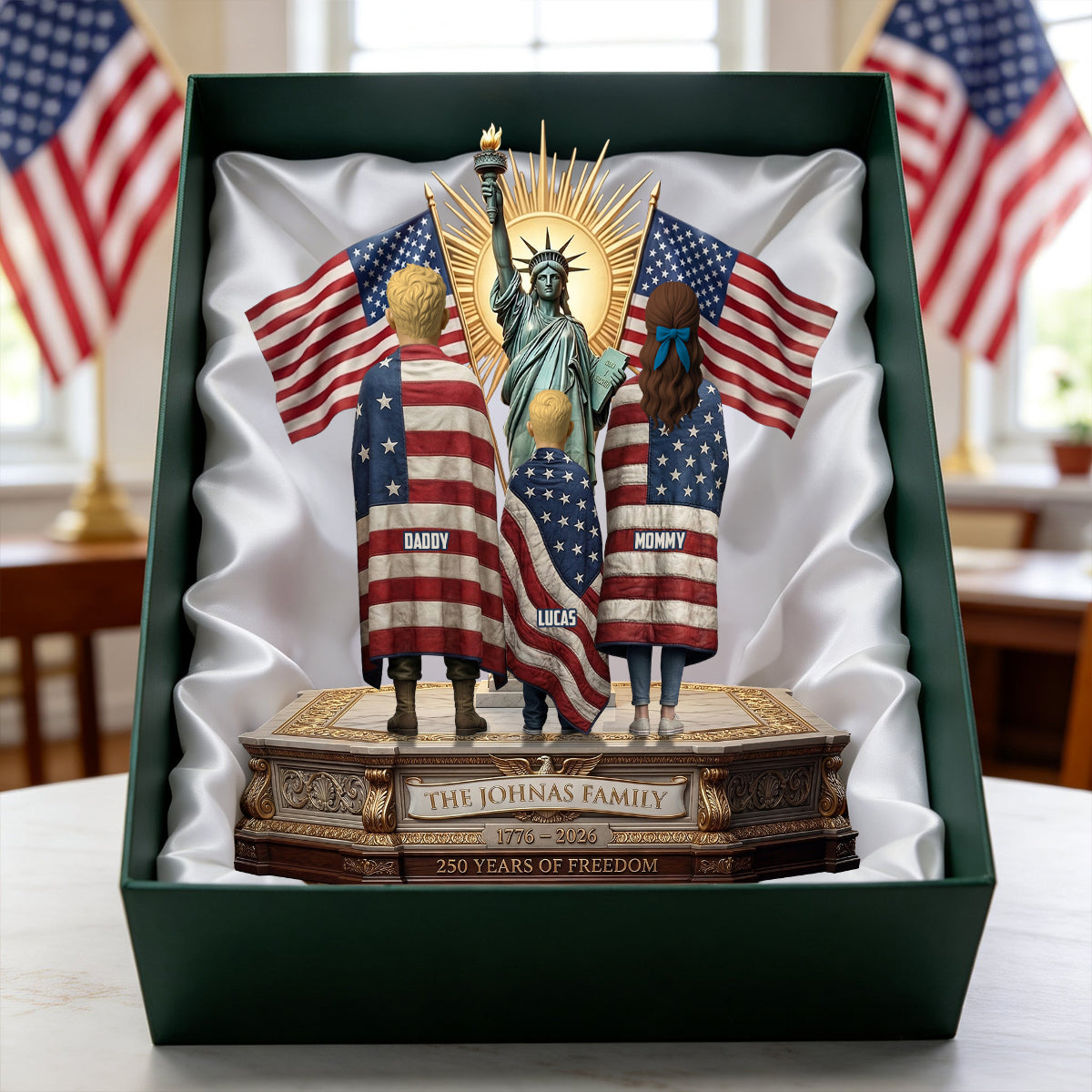 250th Anniversary Patriotic Family Plaque – Personalized Gift For Family 04PATN100326 - Shaped Plaques - GoDuckee