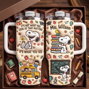 See With Heart Teacher 40oz Tumbler With Handle - Personalized Gifts For Teacher 05QHDH050826