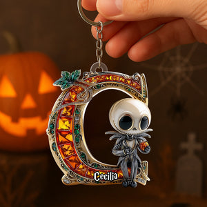 Alphabet Pumpkin Halloween Keychain - Personalized Gifts 04TGDT230825