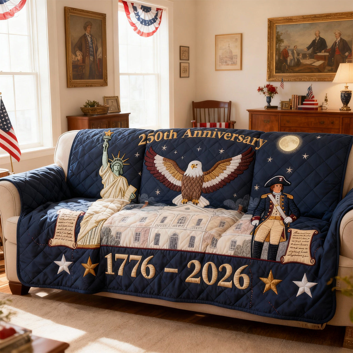 250th America Anniversary Quilted Sofa Cover - Personalized Gifts 03tomg270126 - Sofa Cover - GoDuckee