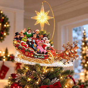 Fantastical Ride In Santa's Sleigh Tree Topper - Personalized Christmas Gifts 06ohdt191026