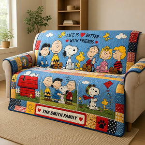 Life Is Better With Friends Quilted Sofa Cover - Personalized Gifts For Friends 04huqn070726