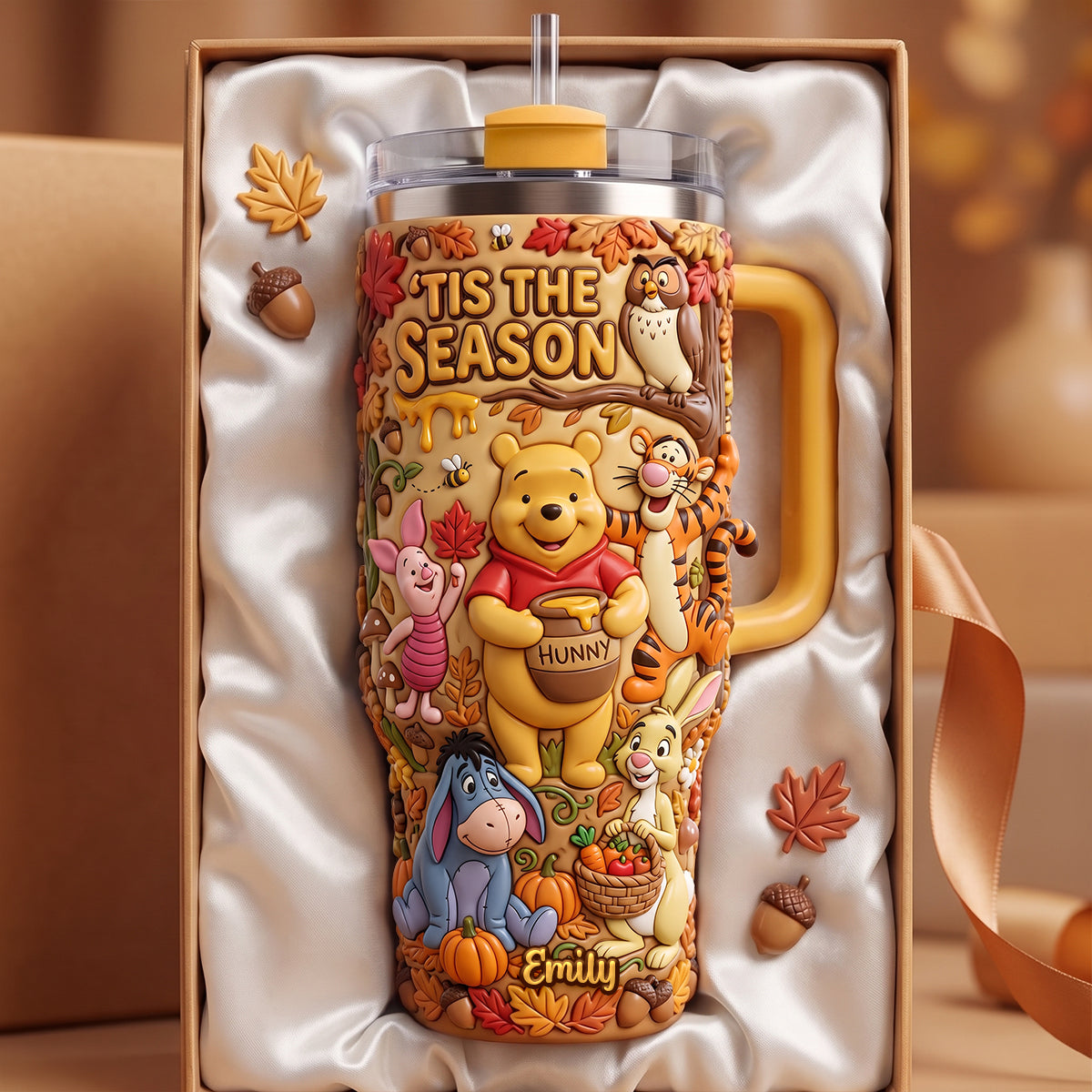 Cozy Woodland Autumn Colorful 40oz Tumbler With Handle - Personalized Gifts 07TYDH240726