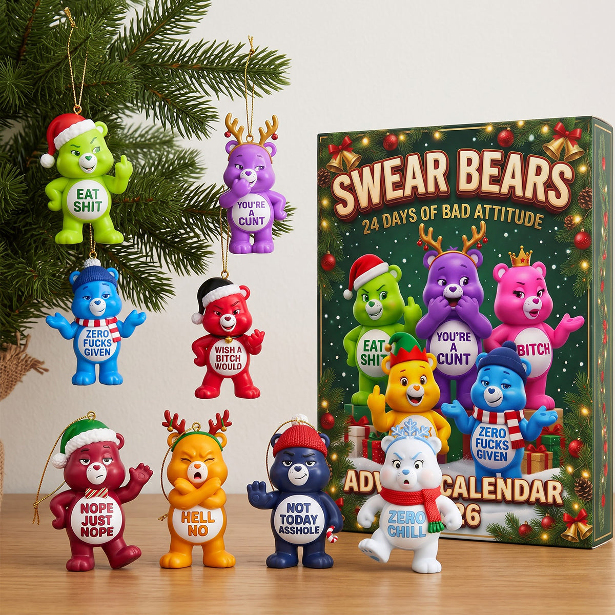 Colorful Naughty Bears Advent Calendar Blind Box - Personalized Christmas Gifts 04natn291026
