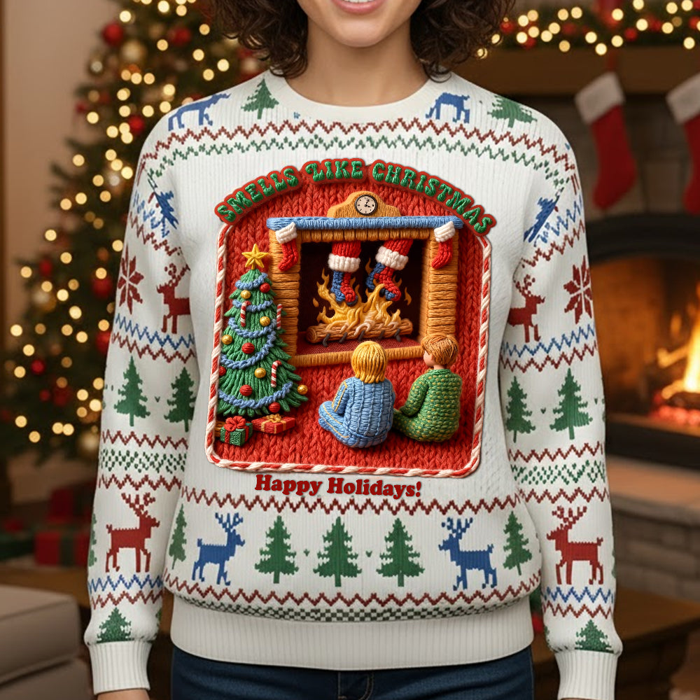 Creepy Fun Waiting Santa In Chimney Ugly Sweater, Personalized Gifts 07qhtn041125