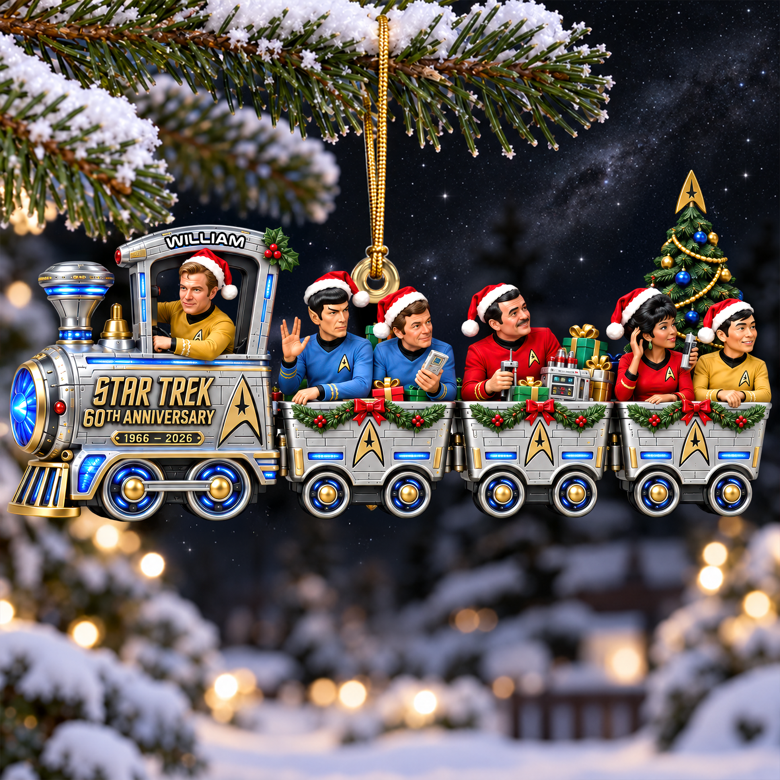 60th Anniversary Universe Train Ornament - Personalized Gifts For Christmas Ornament 11OHQN231026