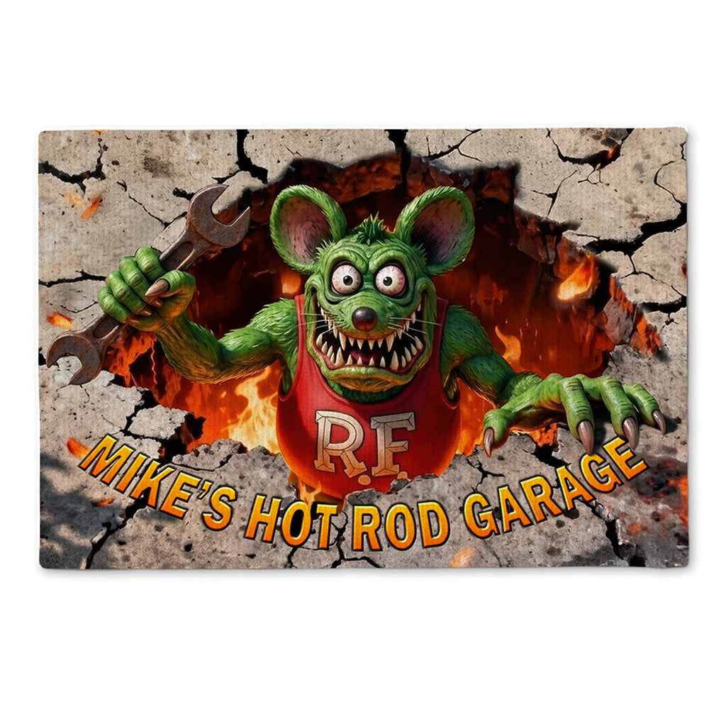 Playful Hot Rod Garage Doormat - Personalized Gifts For Hot Rod Lovers 021tgqn090126-Homacus