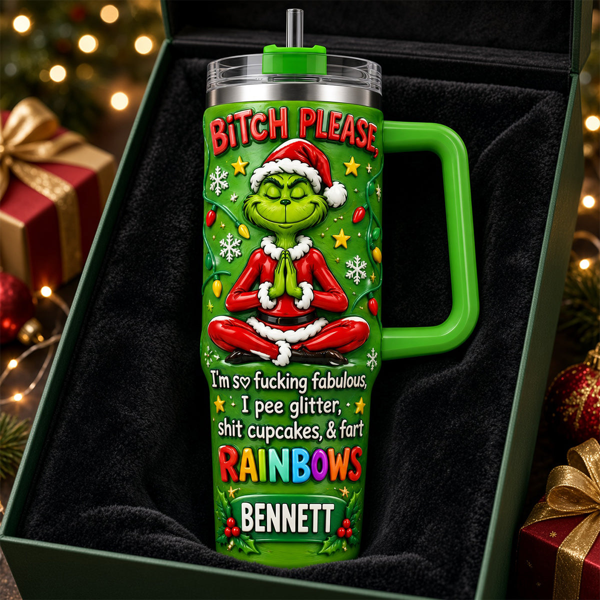 Sleighing The Naughty List Tumbler With Handle - Personalized Funny Gifts 01HUDH141026