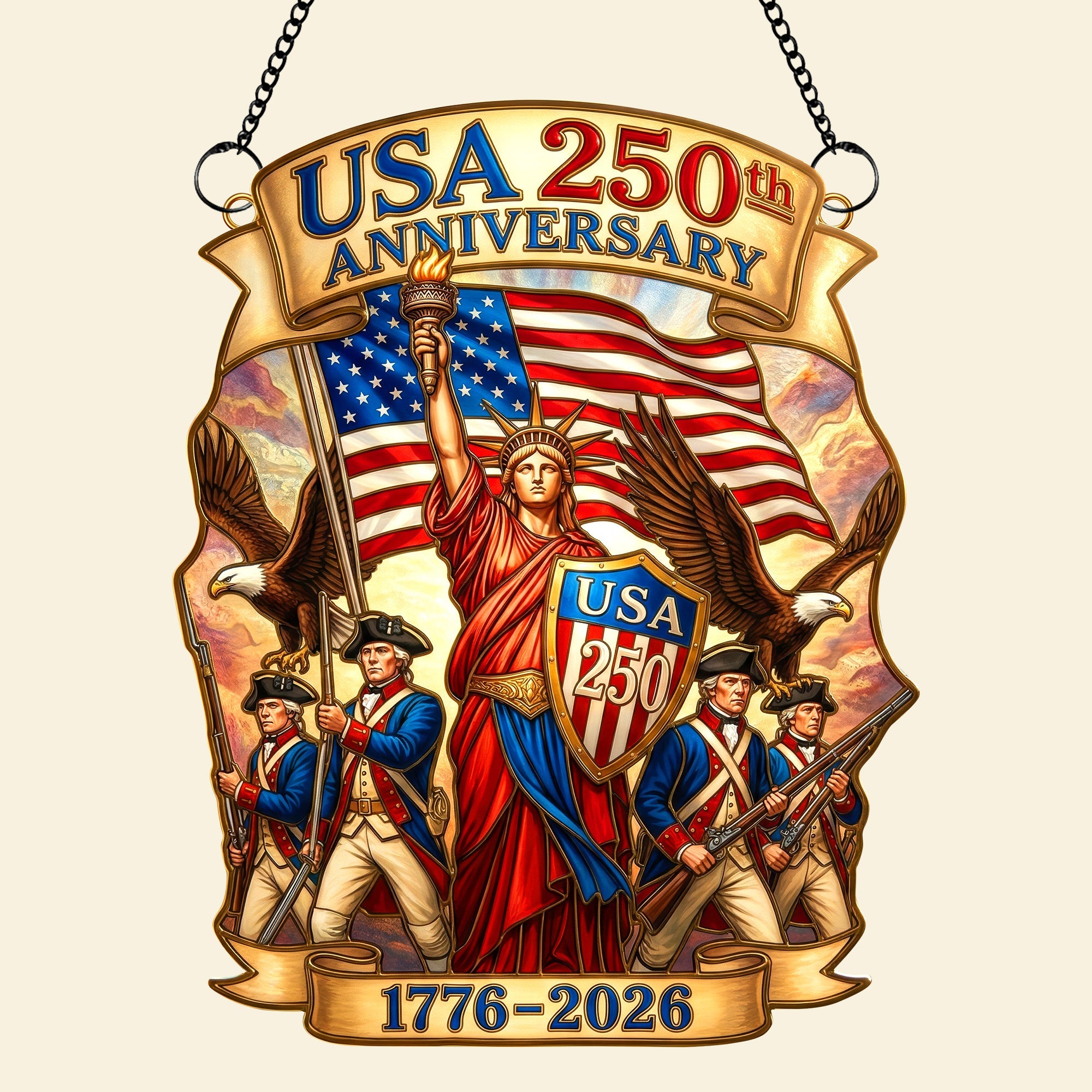USA 250th Anniversary Suncatcher Ornament – Gifts For Patriots 01paqn060326 - Ornament - GoDuckee
