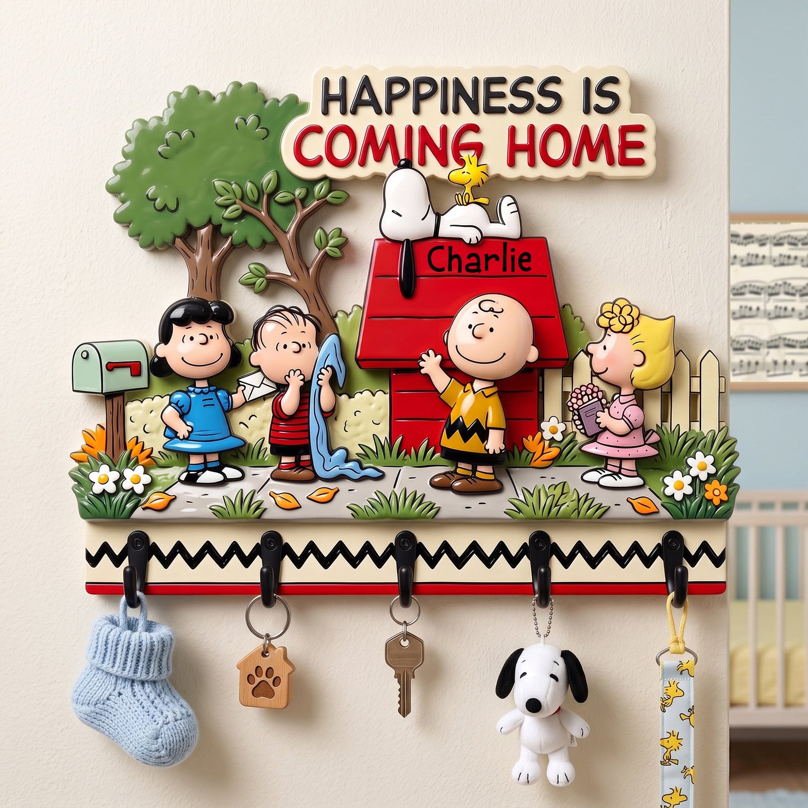 Happy Pups Key Hanger - Personalized Gifts For Family 05tylu150726