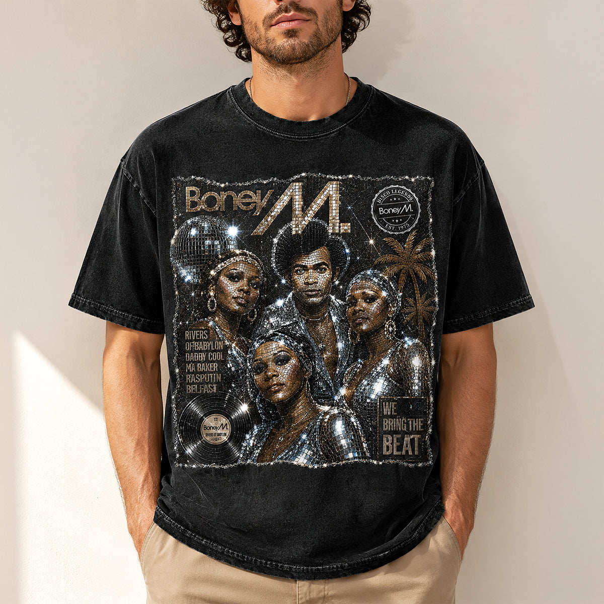 Boney M Disco Pop Washed T-shirt, Personalized Gifts For Music Lovers 05qhdt050826