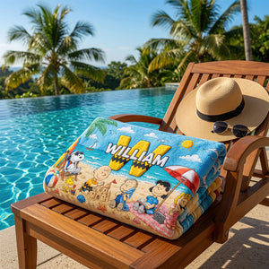 Lovely Beach Squad Initial Letter Alphabet Beach Towel - Personalized Gifts For Kids 01QHDT200726