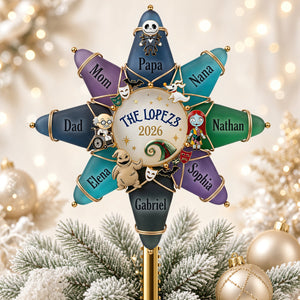 Spooky Family Tree Topper - Personalized Gifts For Family Acrylic Christmas Tree Topper 03HUDT071026