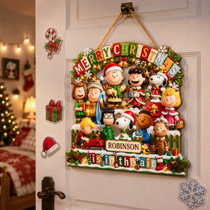 Personalized Merry Christmas Acrylic Door Sign – Custom Name Decor 012padh010826