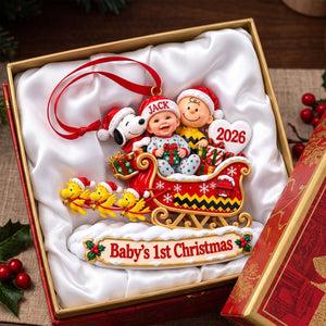 Baby Sleigh Acrylic Christmas Ornament - Personalized Gifts For Family 04TYTN021026