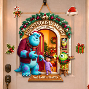 Merry Monster Family Acrylic Sign - Personalized Gifts For Christmas Family 05hadh030826