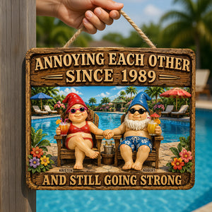 Relaxing Old Couple Metal Sign - Personalized Anniversary Gifts For Couples 02NADT170626-Homacus