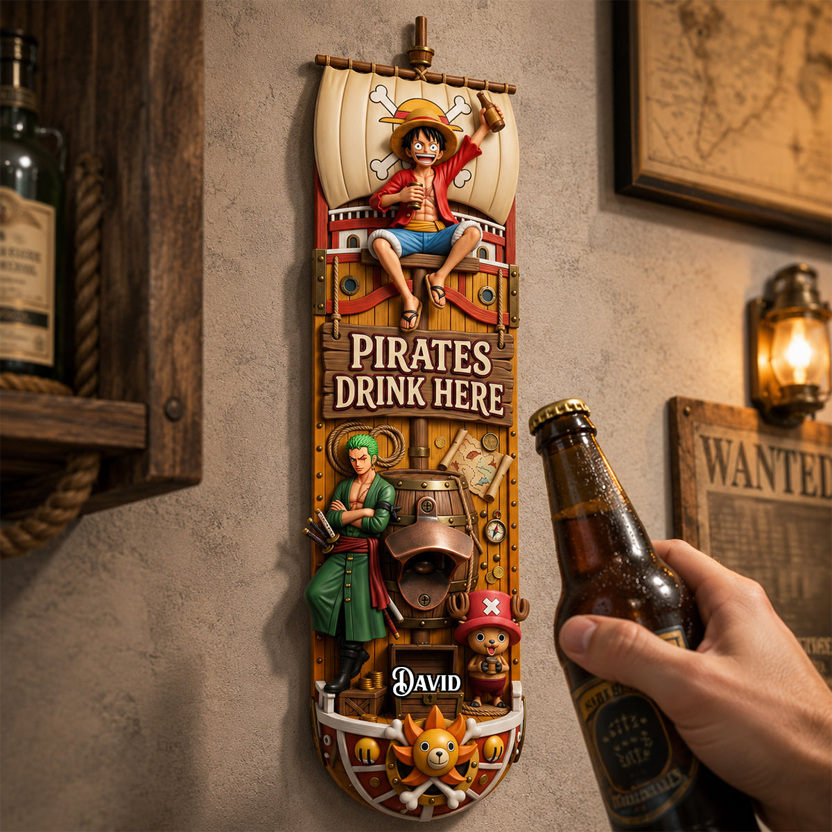 Sea Adventure Wooden Wall Hanging Bottle Opener - Personalized Gifts For Anime Lovers 03tydh180726