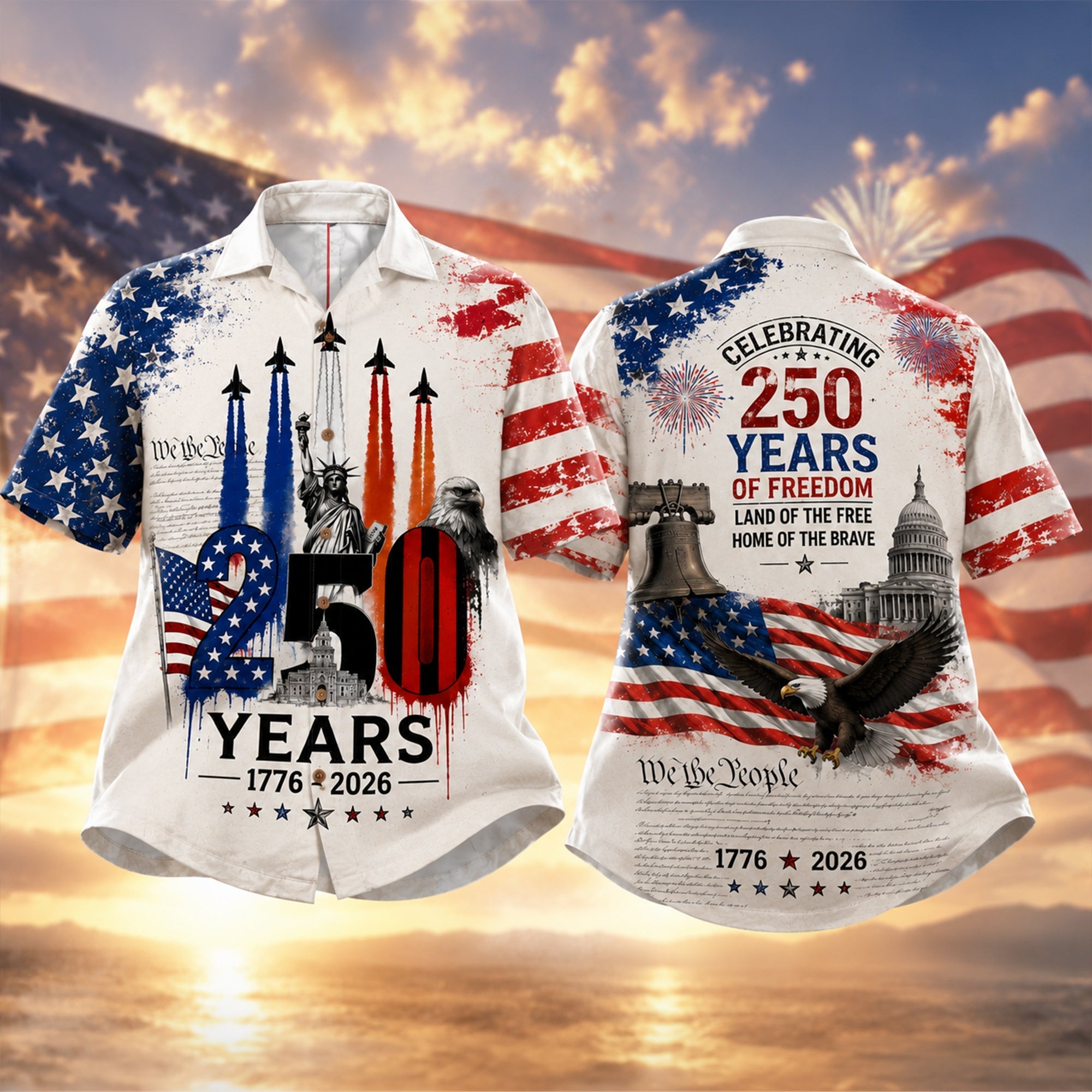 Proud American - Celebrated America 250th Anniversary Hawaiian Shirt - Gifts For Patriots 03nalu280526 - Hawaiian Shirts - GoDuckee