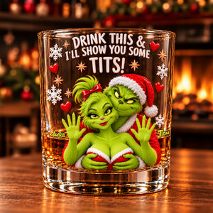 Naughty Couple Round Glass - Personalized Gifts For Christmas Couple 03NALU151026