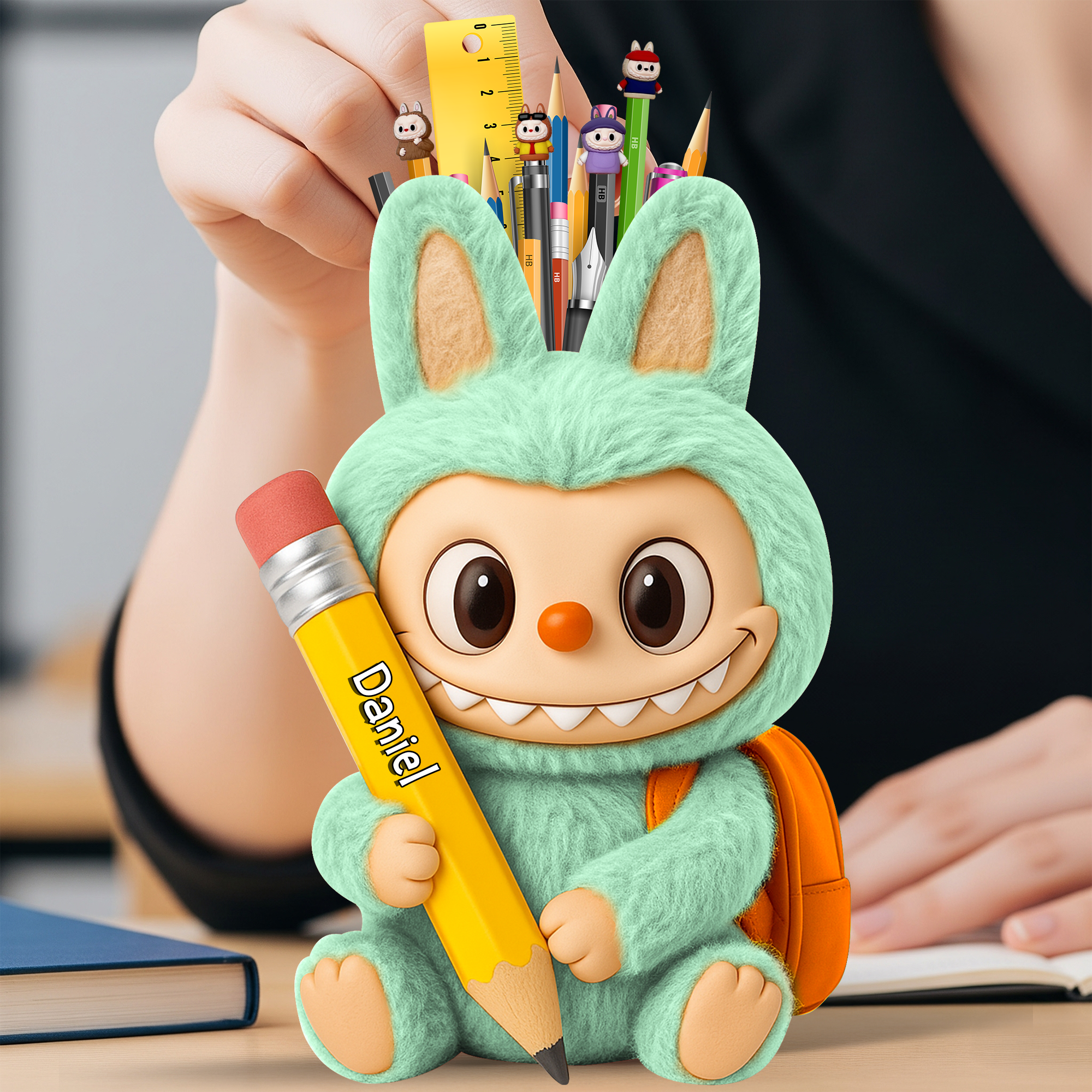 Fluffy Buddy Wooden Pen Holder Personalized Gifts For Kids 02NALU240725