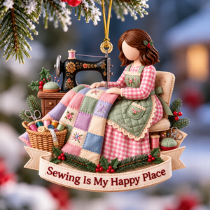 Sewing Girl Acrylic Ornament - Personalized Christmas Gifts For Sewing Lovers 02pgqn241026