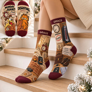 Monday Morning Routine Of A Lazy Orange Tabby Socks - Personalized Gifts 07hadt170926