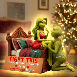 Cheeky Green Monster Couple Acrylic Light Box - Personalized Gifts 01KIQN061125