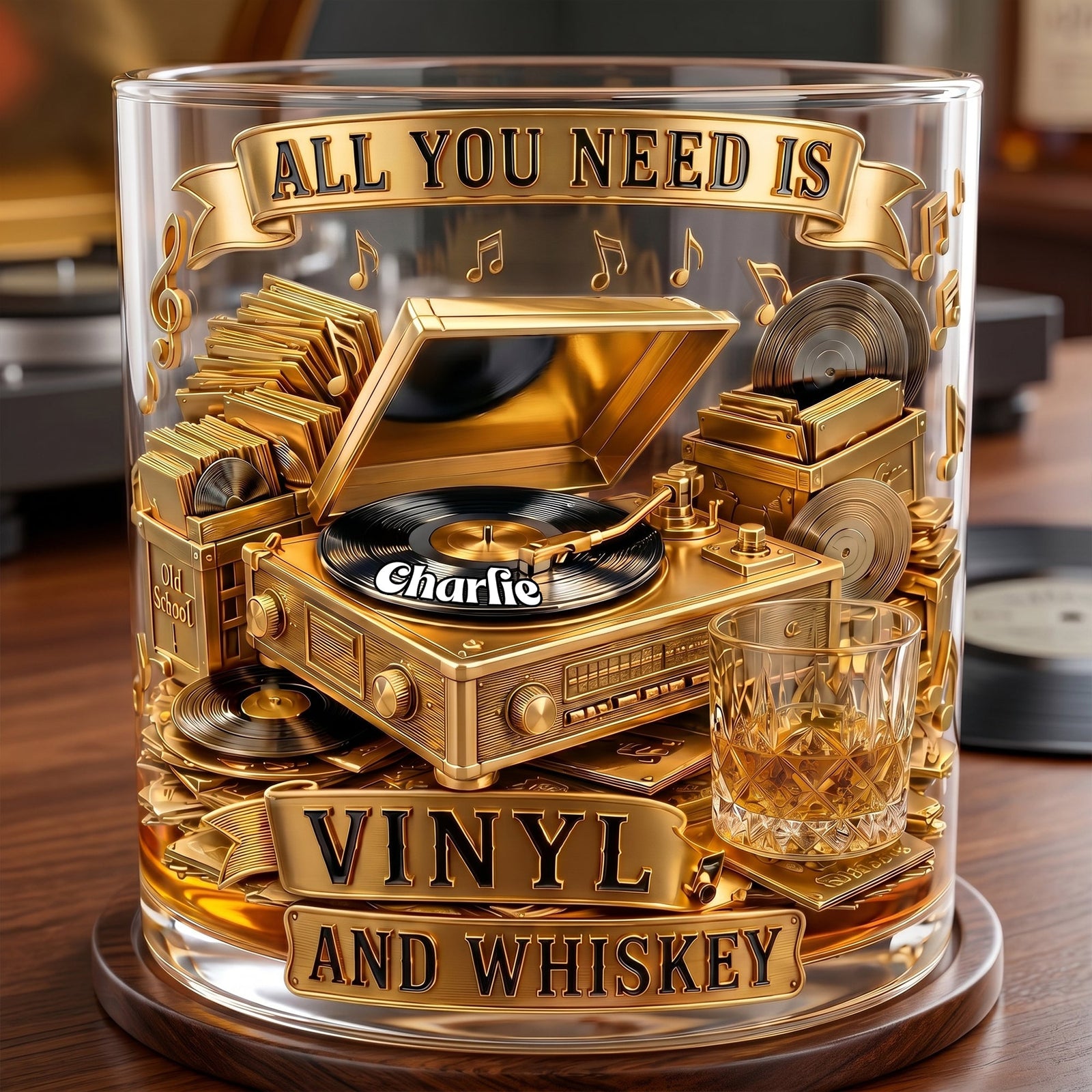 Soul-stirring Vinyl Record Round Glass, Personalized Gifts For Drinking & Vinyl Record Lovers 03qhlu240626-Homacus