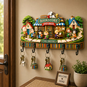 Cozy Bookstore Key Hanger - Personalized Gift For Family 06HADH240726