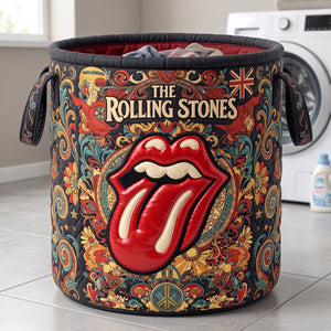 The Rolling Stones Rhythmically Driven Sound Laundry Quilted Laundry Basket - Personalized Gift For Rock Lovers 05natn200726