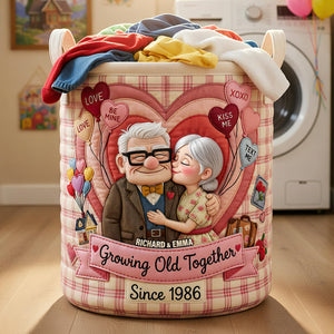 Growing Old Together Quilted Laundry Basket - Personalized Gifts For Couple 02padt270626-Homacus