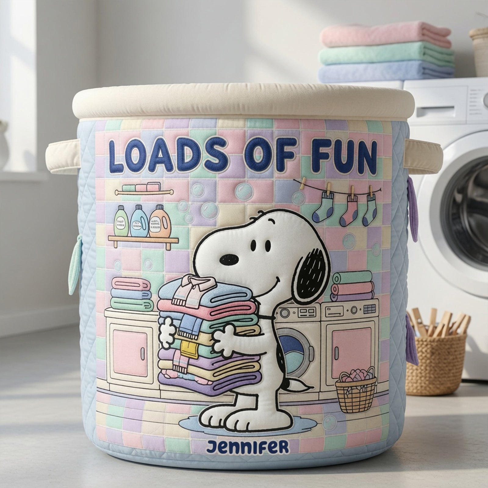 Loads Of Fun Quilted Laundry Basket - Personalized Gifts 02toqn090726