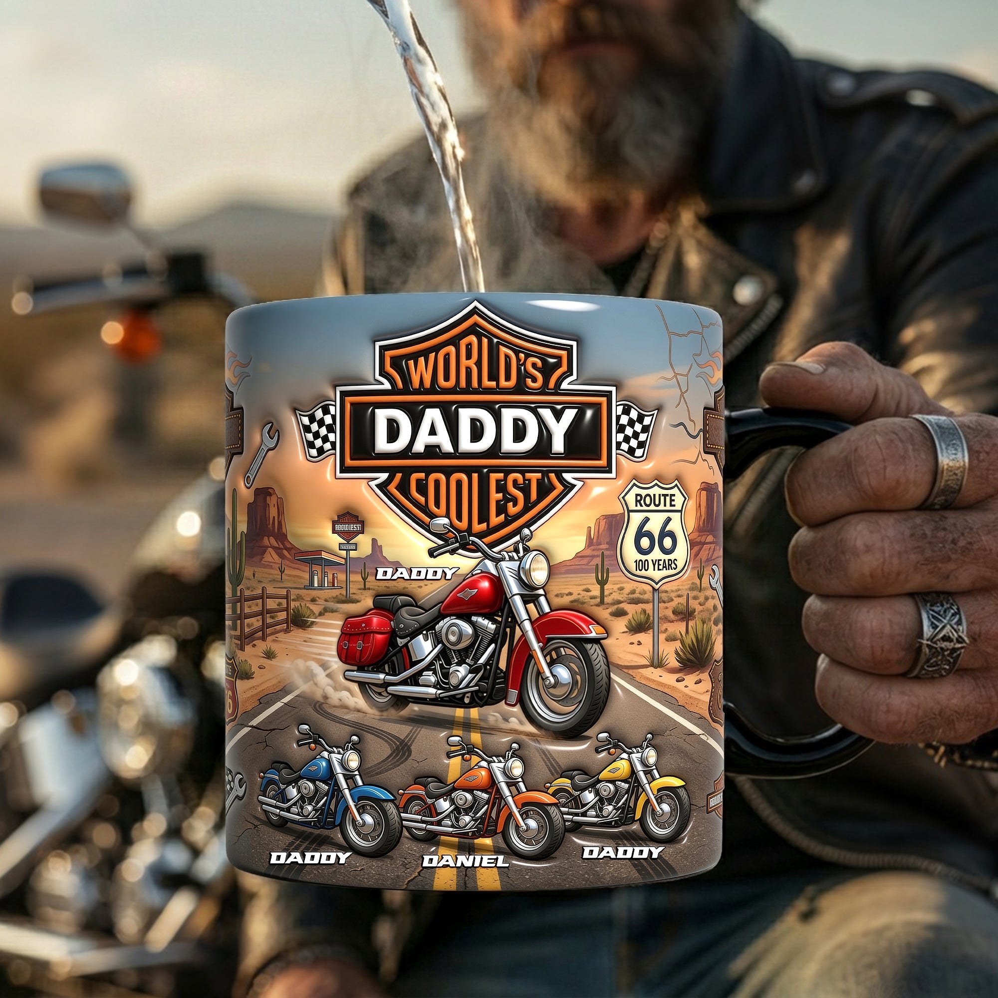 Motorcycle Coolest Dad Magic Coffee Mug - Personalized Gifts For Father's Day Biker Dad Magic Mug 04NALU120526-Homacus