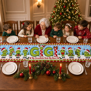 Grandkids Christmas Table Runner - Personalized Gifts For Grandma 02HUTN031026
